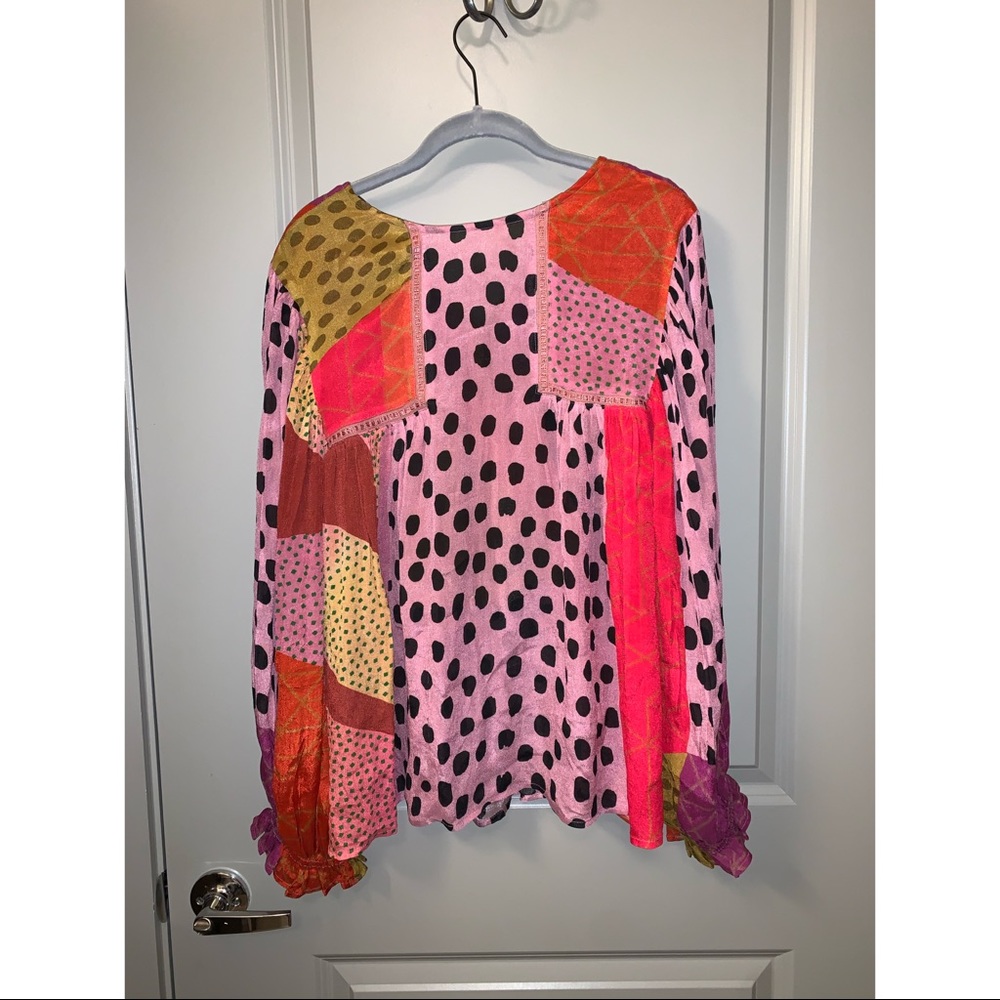 Anthropologie Multi Print Peasant Blouse